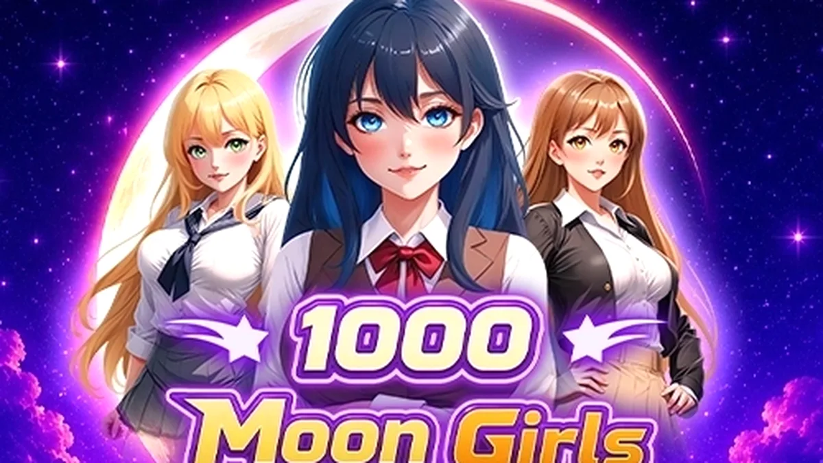 Tampilan layar permainan slot 1000 Moon Girls dengan desain karakter menarik
